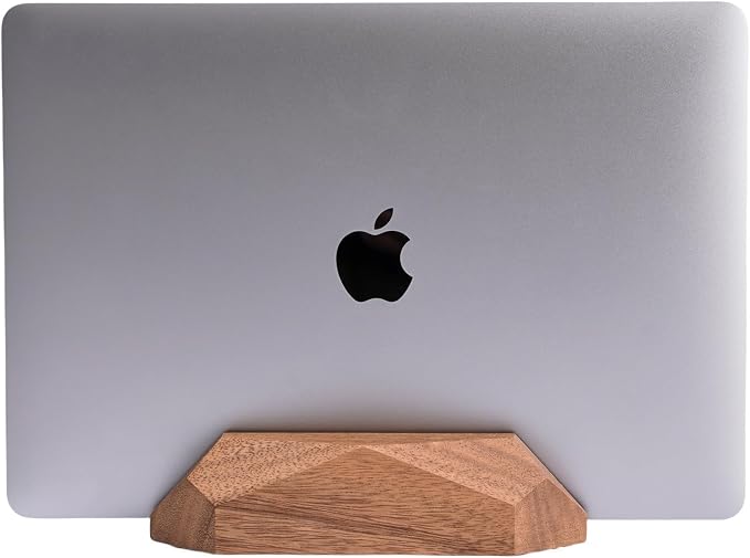 Adjustable Vertical Laptop Stand, MacBook Holder with Wood, Wooden Laptop Stand, Vertical Laptop Holder for Desk, Width Adjustable Dock Fits All MacBook/Surface Pro by MOYUART