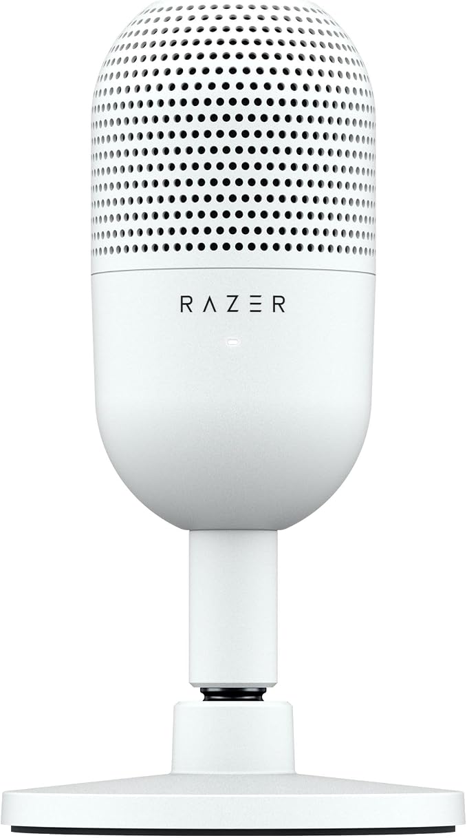 Razer Seiren V3 Mini USB Microphone, Supercardioid Condenser Mic, White | Tap-to-Mute Sensor with LED Indicator, Shock Absorber, Ultra Compact, Works with OBS, Discord, Zoom, Teams by Unknown