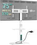 WALI Floor TV Stand with Power Outlet & AV Shelf, Tall TV Stand Mount for 36-75 inch TV up to 110 lbs, Swivel and Height Adjustable TV Stands with Wood Base for Bedroom, Office(TVDVD-6PW), White by WALI