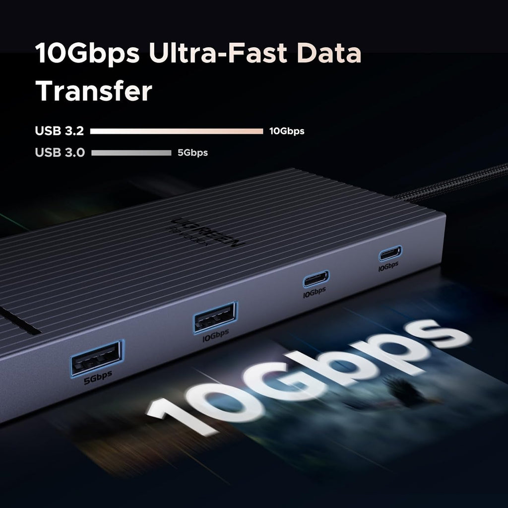 UGREEN USB C Docking Station Dual Monitor 4K@60Hz, 10-in-1 Dock with 2xHDMI - Image 4