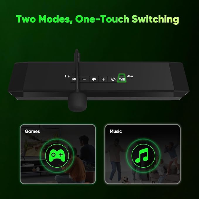 INGA Computer Speakers with Detachable Mic, Plug-and-Play USB Soundbar with Dynamic Lighting, Game/Music Modes, Compatible with PC, Laptop, PS5, Mac - Image 4