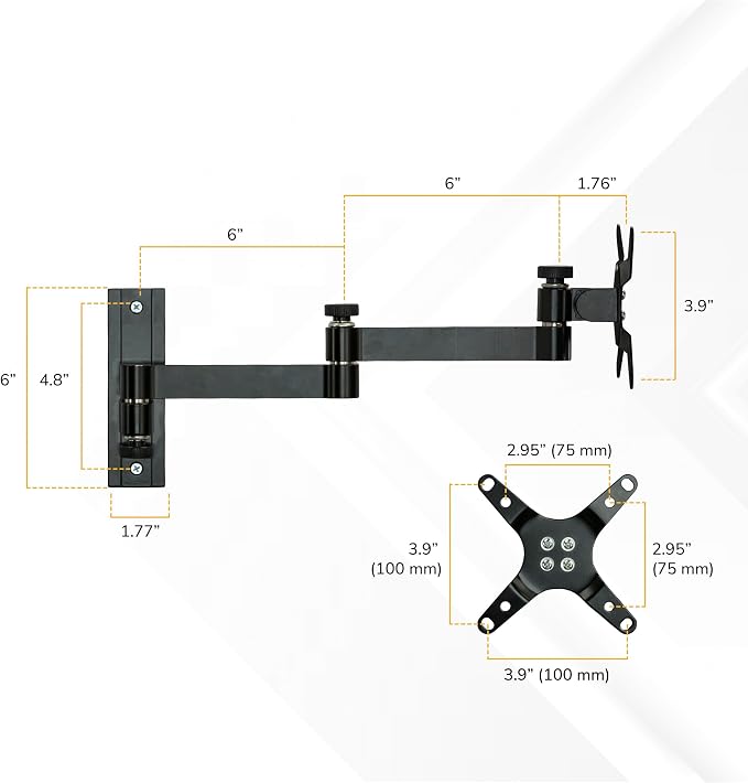 Mount-It! Full Motion Computer Monitor Wall Mount – Adjustable Arm for Home Office, Gaming, Workstations – Fits 19–32” Screens, VESA 75x75 & 100x100, Tilt Swivel Rotate, 33 lb, Single Stud Install - Image 7