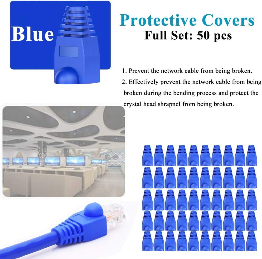 LEATBUY CAT5 Crimper Tool Kit for RJ45/RJ11/RJ12/CAT6/Cat5e, Professional Network Crimper Wire Connector Stripper Cutter, Computer Maintenance Lan Cable Pliers Tester Repair Set(BLUE) - Image 4