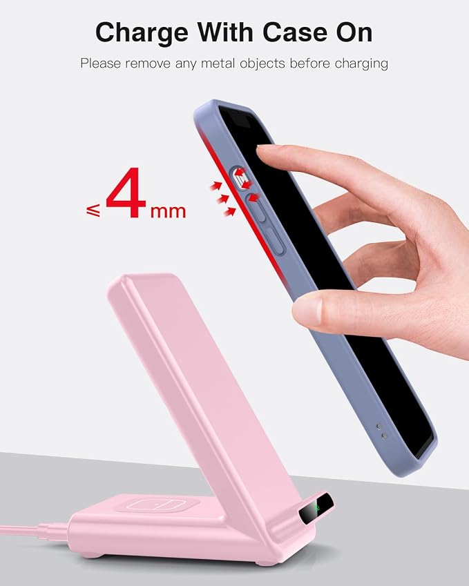 Wireless Charging Station,3 in 1 Charging Stand for Apple Multiple Devices | Fast Wireless Charger for Apple Watch Ultra 11 10 9 8 7 6 SE 5 4 3, for iPhone 17/Air/16/15/14/13/12,for AirPods Pro(Pink) - Image 6