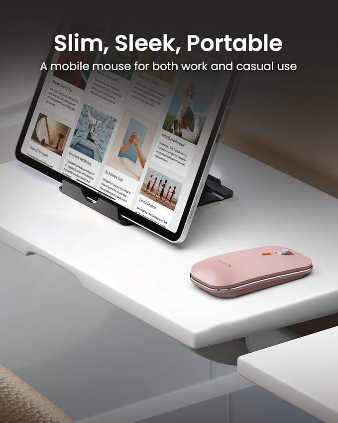ProtoArc XKM01 Full-Size Foldable Keyboard Mouse Combo for Travel - Pink | 105-key keyboard, slim mouse, hard case and phone stand; 3-device Bluetooth & 2.4G switching, for travel office use - Image 5