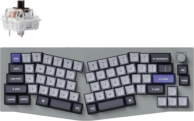 Keychron Q8 Pro Full-Metal Wireless Custom Mechanical Keyboard, 65% Alice Layout Bluetooth/Wired, QMK/VIA, Hot Swappable, 1000 Hz Polling Rate, RGB Backlit for Mac Windows Linux-Grey by Keychron