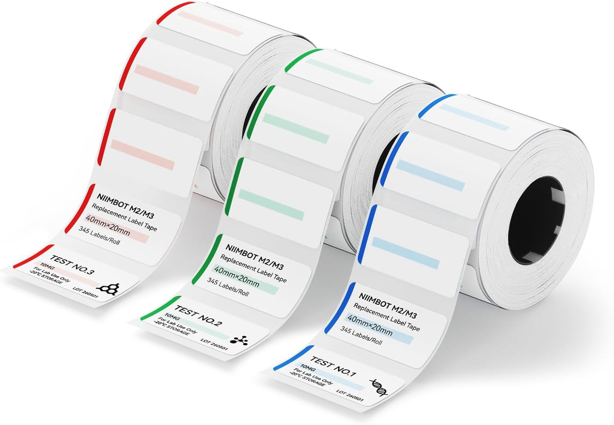 NIIMBOT M2/M3 Thermal Transfer Labels 3 Rolls 1.57''×0.79'' Multi-Color Set by NIIMBOT