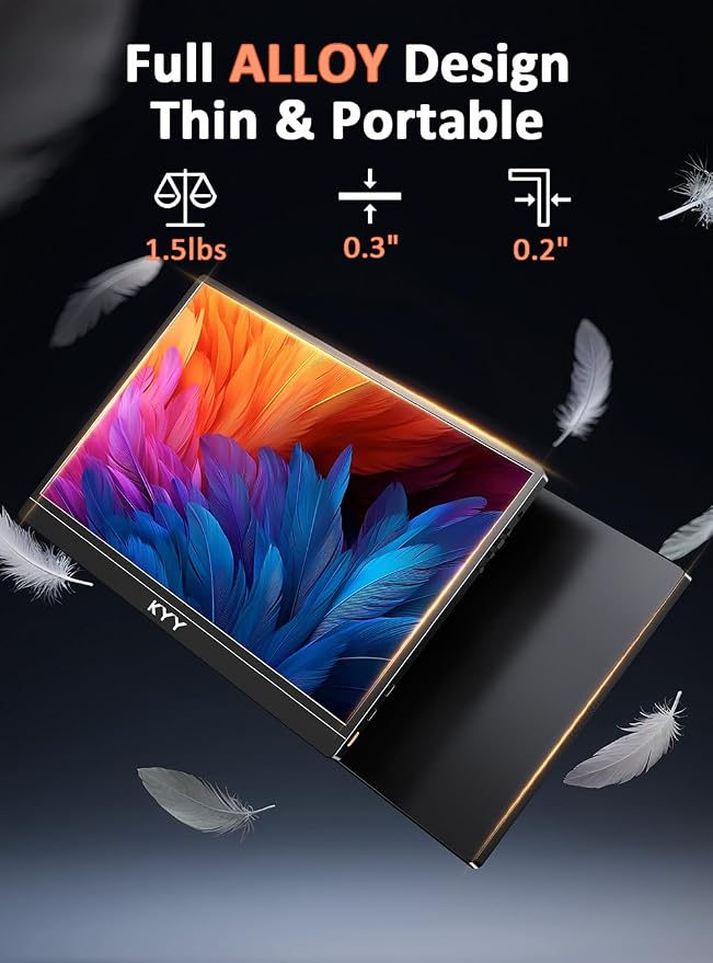 KYY 4K Portable Monitor for Laptop 15.6" UHD Laptop Monitor Portable VESA | Portable Gaming Monitor 3840x2160 IPS Portable Monitor VESA Mountable with 100% sRGB, HDR, Alloy, Computer Screen Extender - Image 5