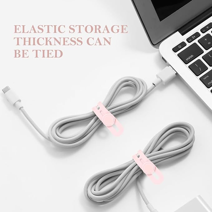 Donruby 30Pcs Silicone Cable Ties, Reusable Cord Organizer Straps, Pink | Adjustable, Multipurpose, 4.7" High-Elasticity Cord Wraps for Bundling Electronics, Home Office School Essentials - Image 6