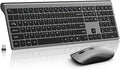 Slim Silent Full Size Wireless Keyboard Mouse Combo Space Grey | With calculator key, 2400 DPI quiet mouse, USB cordless set, compatible with Windows, Mac, Laptop & PC by SHUNJINRUN
