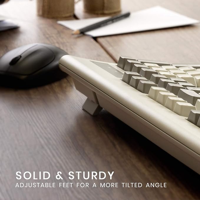 Perixx PERIBOARD-106M, Wired Performance Full-Size USB Keyboard, Curved Ergonomic Keys, Classic Retro Gray/White Color, US English Layout - Image 6