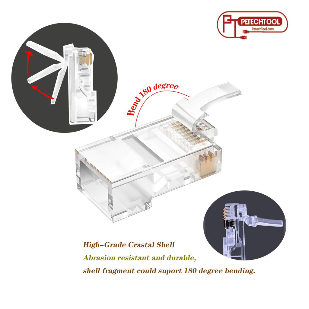 RJ45 Cat5 Cat6 Pass Through Connectors 8P8C Ehternet Modular End Plug (50 Pieces) - Image 4