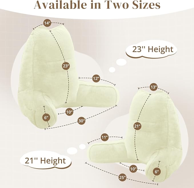 Sasttie Reading Pillow for Bed, Back Pillow for Sitting Up, Cream | 21" Backrest Support Cushion for Couch, Sofa, and Floor, Dorm Essentials, OEKO-TEX, Adjustable Down Alternative Fill - Image 2