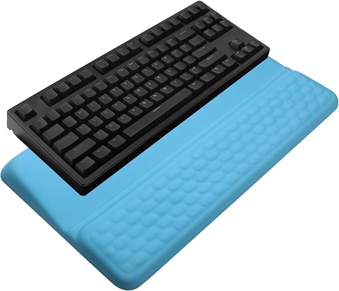 Computer Keyboard Stand with Wrist Rest, Ergonomic Tilted Keyboard Holder - Keyboard Riser with Wrist Pad - Keyboard Tray Support for Office Home - Blue by KEPUTAIER