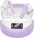 Wireless Earbuds, Bluetooth 5.3 Headphones HiFi Stereo 50H Playback LED Digital Display Ear Buds with ENC Noise Canceling Headset, IPX7 Waterproof Earphones for Gym/Running/Work(Light Purple) by Unknown
