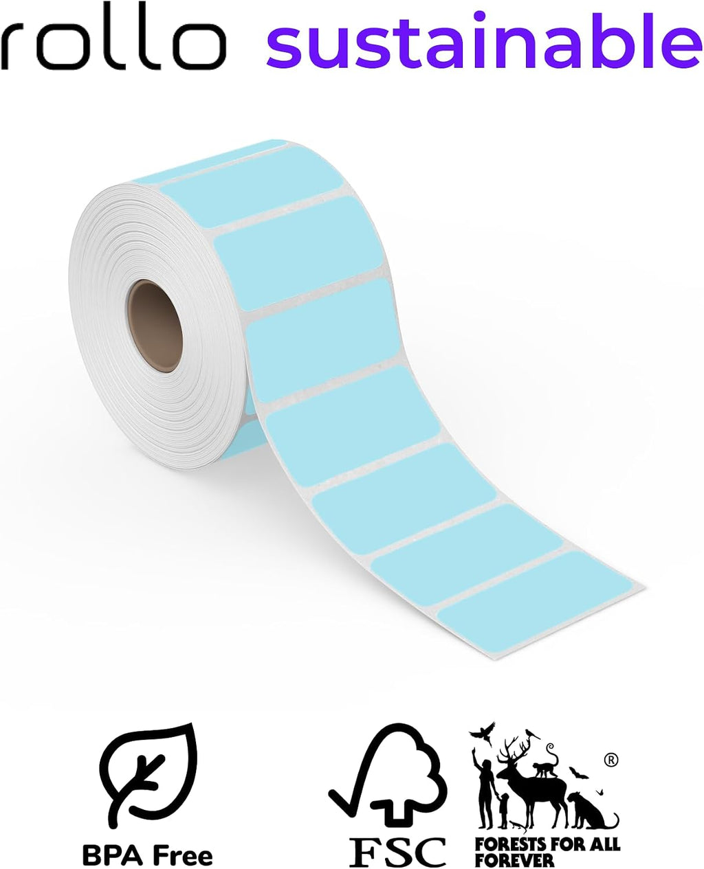 Rollo Direct Thermal 2x1 Sticker Labels - Roll of 1,000 Labels (Purple) - Image 3
