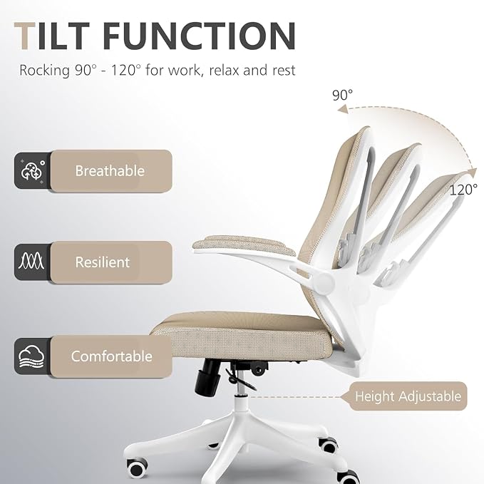 Ergonomic Office Desk Chair High Back Mesh Computer Chair Adjustable Chair | 360° Swivel Adjustable Lumbar Support & Flip-Up Armrests capacity 300 lbs capacity - Image 3
