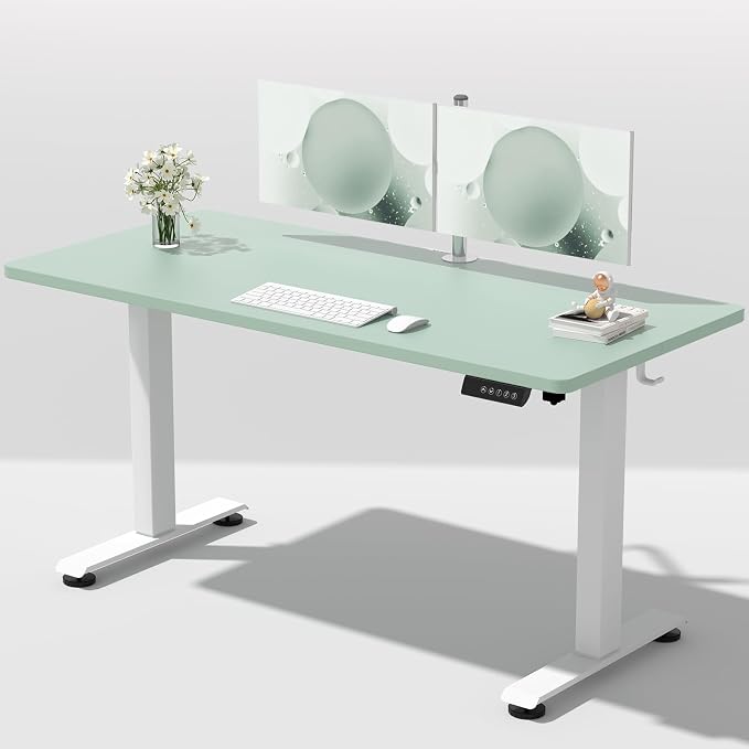 Veken 55 Inch Large Electric Standing Desk, Gaming Table, Green | Height Adjustable Sit Stand Up Computer Tables for Home Office, Study , Writing, Suit students, employees and group work by Veken