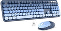 MOFII Wireless Keyboard and Mouse Combo, 2.4GHz Retro Typewriter Keyboard Full Size, Cute Wireless Mice, USB Dongle Plug and Play, for Laptop, PC, Desktop, Windows (Sea Blue Gradient Color) by MOFII