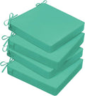 Basic Beyond Outdoor Chair Cushions for Patio Furniture, Waterproof Outdoor Seat Cushions Set of 4 19 x 19, Patio Chair Cushions Set of 4 with Ties and Handle, Turquoise by BasicBeyond