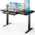 Marsail Glass Standing Desk with Drawer,55 x 28 inch Electric Standing Desk, Sit Stand Desk with One-Piece Tabletop & USB Charging Ports, Height Adjustable Desk with Storage for Home & Office Black | Storage Drawer, One-Piece Tabletop, USB Charging Por... by Marsail