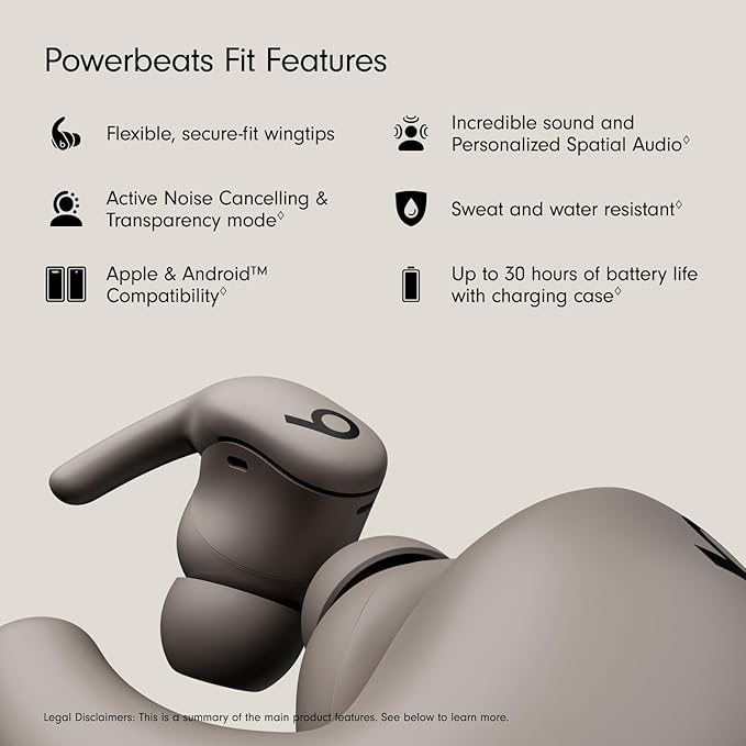 Beats - Powerbeats Fit - Wireless Noise-Cancelling Workout Earbuds with Ultimate Secure Fit with AppleCare+ (2 Years) - Gravel Gray - Image 3