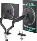 WALI Adjustable Dual Monitor Arm for 13-27 inch Screens, 19.8 lbs per Arm | Dual Monitor Desk Mount, Full Motion with Tilt, Swivel, Rotation, C-Clamp & Grommet Base, VESA 75/100mm (GSMP002), Black by WALI