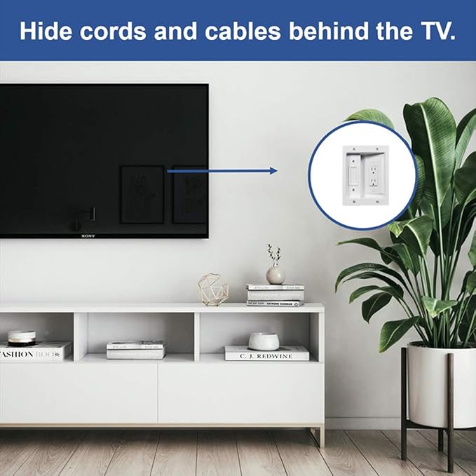 Legrand – OnQ in-Wall Cable Management Kit for Power & Low Voltage Cords – Hides TV or Display Cables Retrofit Behind the Wall – UL Listed TV Cord Hider w/DIY Install & Included Hardware – HT2102WHV1 - Image 2