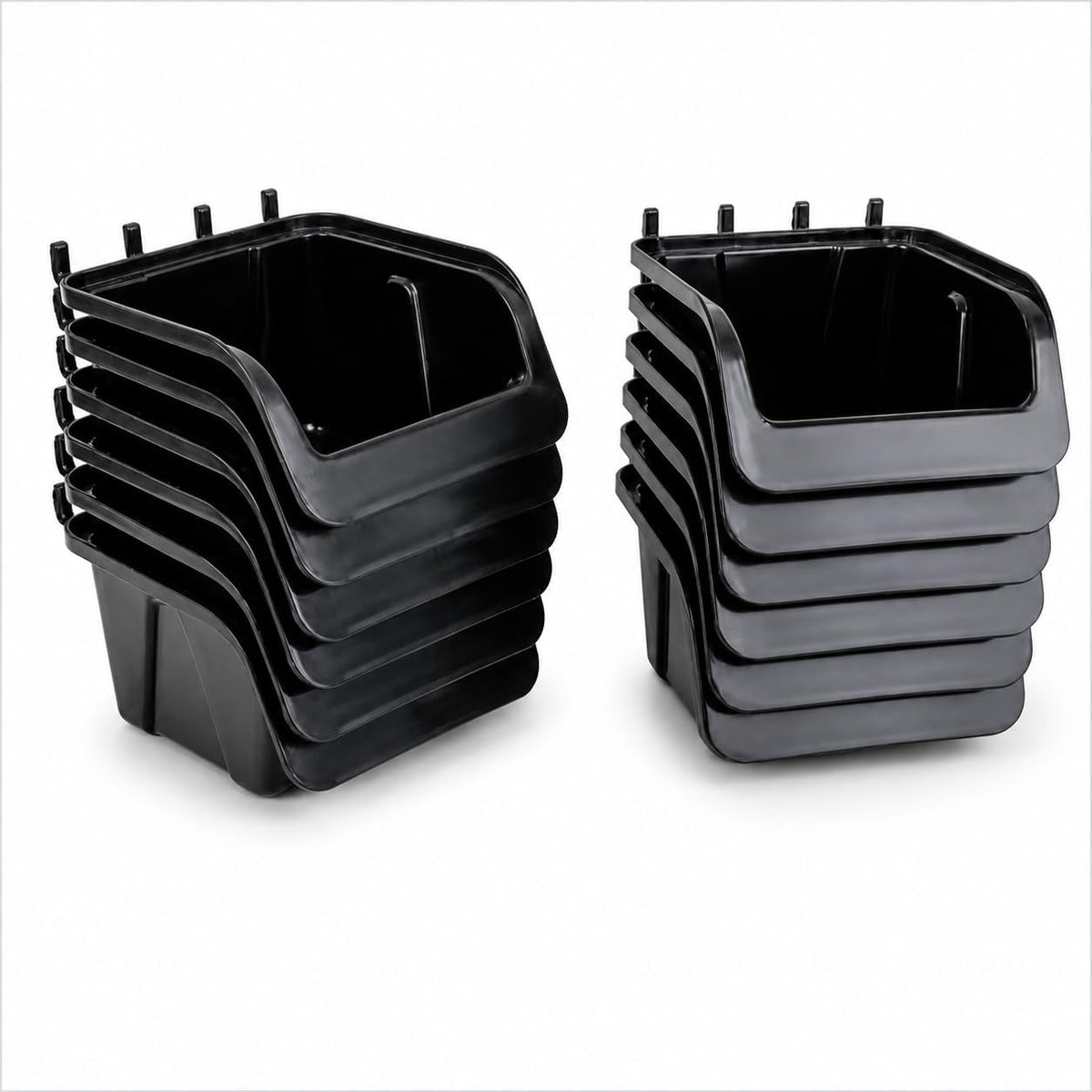 Pegboard Bins – 12 Pack, Black Storage Cups for Small Parts and Hardware by WallPeg