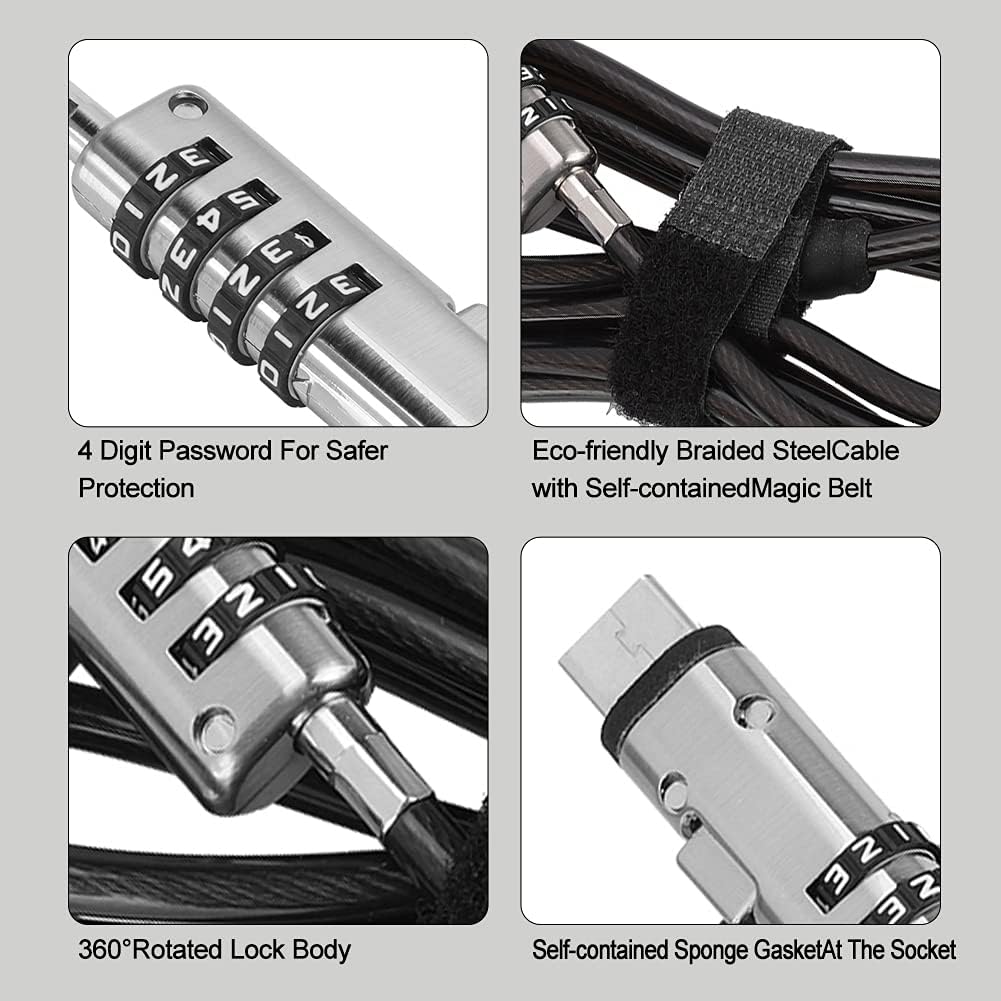 Laptop Cable Locks Combination Cable Lock 4 Digital Password Security Anti Theft Lock for USB Devices Equipment Notebook Computer - Image 3