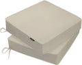 PatioGlow Outdoor Chair Cushions 22 x 22 x 3 Inch, Waterproof & Fade Resistant Patio Seat Cushion for Furniture with Handle and Ties, Thick Seating Pads for Outside Sofa Couch Set of 2, Cream by CushionHavenfortheOutdoors