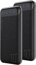 YOBON Power Bank 2 Pack 10000mAh Portable Charger with 2 USB 2.4A Outputs & USB C in/Out Slim Battery Pack for Huawei iPhone 16 15 14 13 12 iPad Samsung Galaxy Android Tablet by YOBON