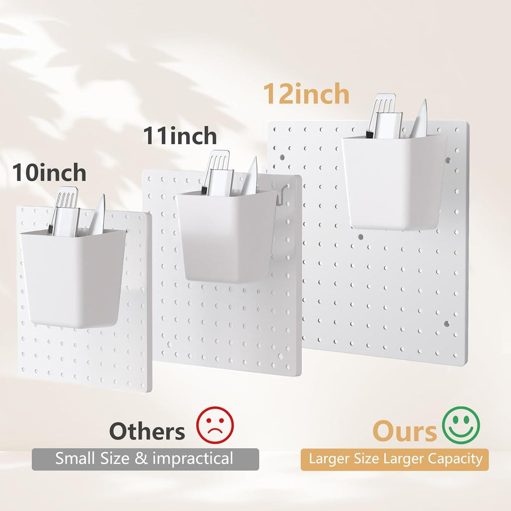 FZK Modular Plastic Peg Board Wall Organizer Kit, 12x12, White - Image 4