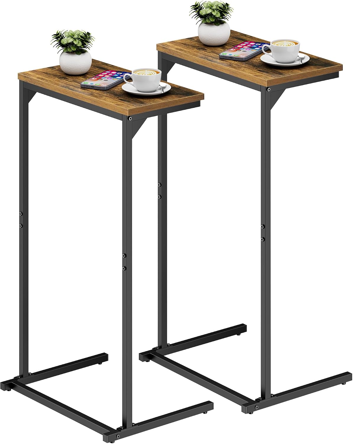 TUTOTAK C Shaped End Table Set of 2, 28.7 inch Tall Couch Small Side Table by TUTOTAK