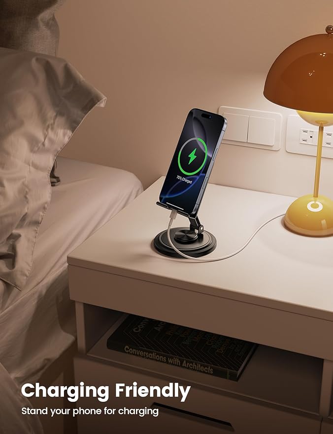 Lamicall 360° Rotation Cell Phone Stand for Desk, Sturdy Phone Holder | Foldable Adjustable Desktop Phone Stand, Office Gaming Desk Accessories for iPhone 17 16 15 14 13 12 Pro Max, Galaxy S26 S25 - Image 6