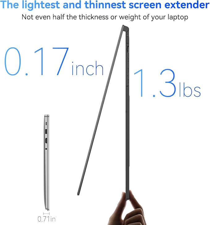 Blackview Laptop Screen Extender, 1.3lbs Ultra-Light & 0.17" Ultra-Slim, 14" FHD 1080P IPS Portable Laptop Monitor Extender, Travel Dual Monitor for 13-17",Plug & Play for Windows/Mac/Android/Switch - Image 2