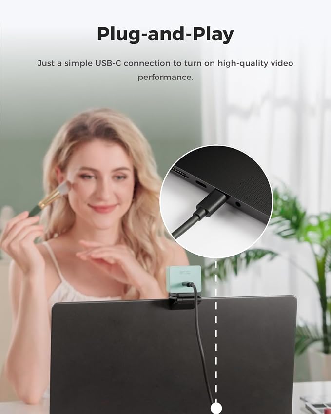 OBSBOT Meet 2-4K Webcam for PC with 1/2" Sensor, AI Framing & Autofocus | Beauty Mode, Lightweight, Gesture Control, HDR, Dual Microphone, 60 FPS, Web Cam for Streaming, Meeting,Gaming.(Aurora Green) - Image 5