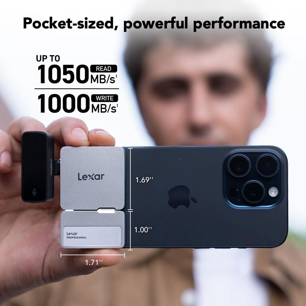Lexar 1TB Go Portable SSD w/Hub, 1050MB/s Read, USB 3.2 Gen2, Ultracompact - Image 2