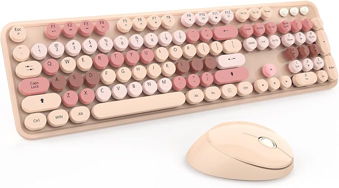Wireless Keyboard and Mouse Cute Retro Typewriter for PC | Full Size With Number Pad & Mouse,Compatible With All Windows,Ideal For Windows,1600DPI,Computer, PC, Notebook, Laptop by Kootop