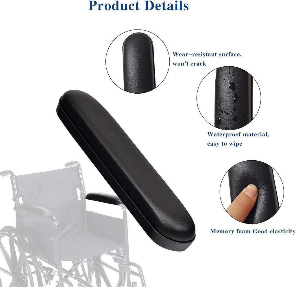 Padded Armrests for Wheelchair, Universal Arm Pads Replacement Black 10-1/4“ Suitable for Most Brands of Wheelchairs(10-1/4"(10pcs)) - Image 3