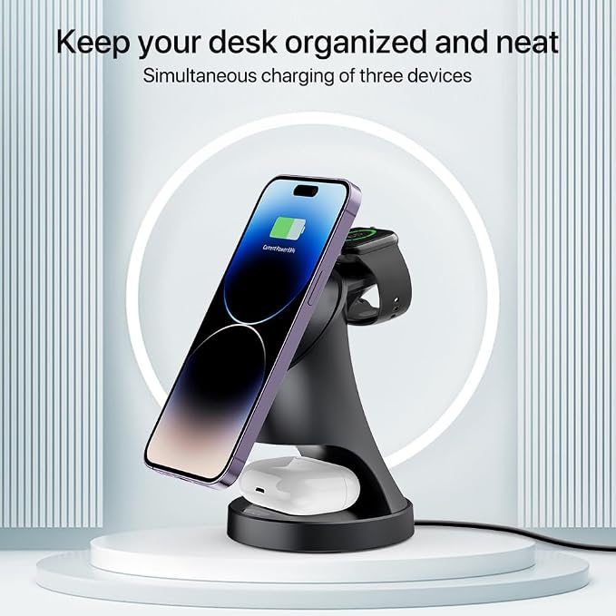 3 in 1 Wireless Charging Station for Apple Devices,Magsafe Charger for IPhone17 16 15 14 13 12 Pro/Max/Plus/Mini Wireless Charger Station for AirPods 2/3/4/Pro iWatch Ultra11/10/9/8/7/SE/6/5/4/3/2 - Image 8