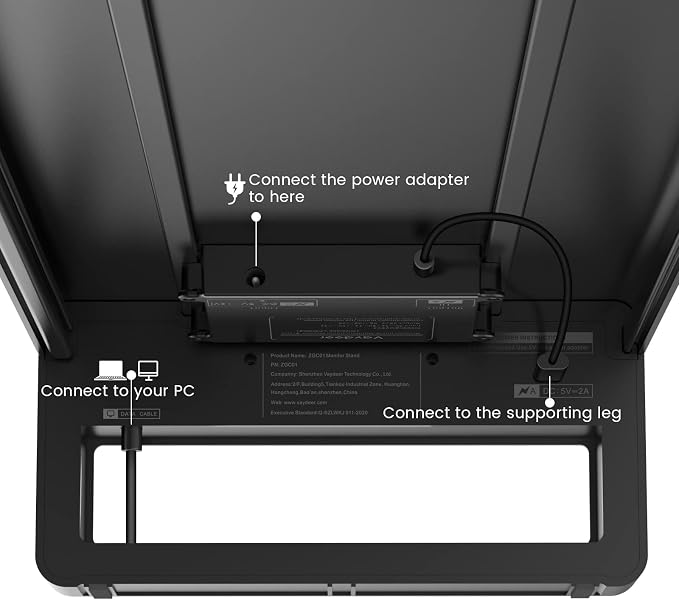 Vaydeer Dual Monitor Stand, Double Monitor Riser with Wireless Charger and 4 USB 3.0 Hub Ports, Metal Desk Raiser for 2 Monitors, PC Screen iMac Studio Display Gaming Office Work Space Saver Organizer - Image 6