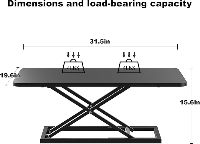 Decoholic 32 inch Height Adjustable Standing Desk Converter（Black） | Scissors Lift Keyboard and Mouse Riser Computer Keyboard Stand for Desktop,Keyboard Riser for Stand Up Desk Riser - Image 6