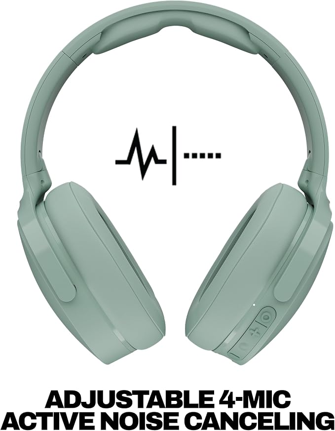 Skullcandy Hesh ANC Noise Cancelling Wireless Headphones - Preppy Sage | Bluetooth, Noise Cancellation, Over-Ear Fit, 22 Hours Battery, Foldable, Lightweight Design, Microphone, Studying, Travel - Image 2