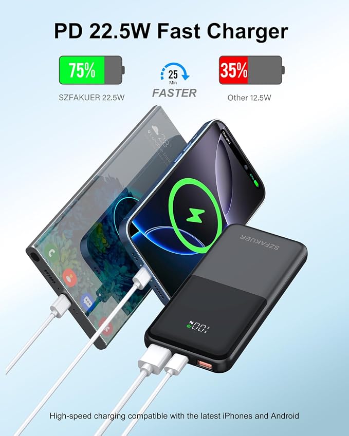 Portable Charger,Slim 10000mAh Power Bank,22.5W USB-C Fast Charging Battery Pack Compatible with iPhone 17/16/15/14/13/12 Pro Samsung Galaxy, iPad, AirPods, Android Tablets (Black) - Image 2