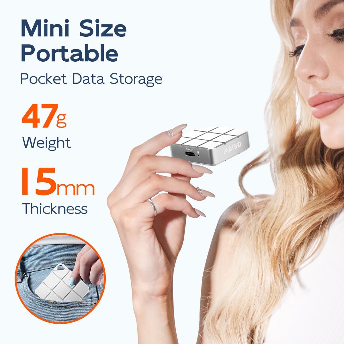 MAIWO 256GB External SSD Up to 1050MB/s, Build-in M.2 2230 PCIe NVMe, USB-C Mini Cute Portable SSD External Solid State Drive for iPhone 17/16/15 Pro Max MacBook Pro Air, All-Metal Shell - Image 3