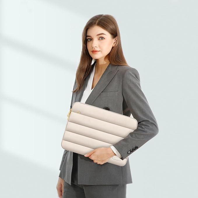 MOSISO Laptop Case 14 inch, 14 inch Puffy Laptop Sleeve Carrying Case | Compatible with HP Lenovo Dell ASUS Acer, HP Stream, Dell Latitude, Polyester Horizontal Bag with Small Case, Sand - Image 6