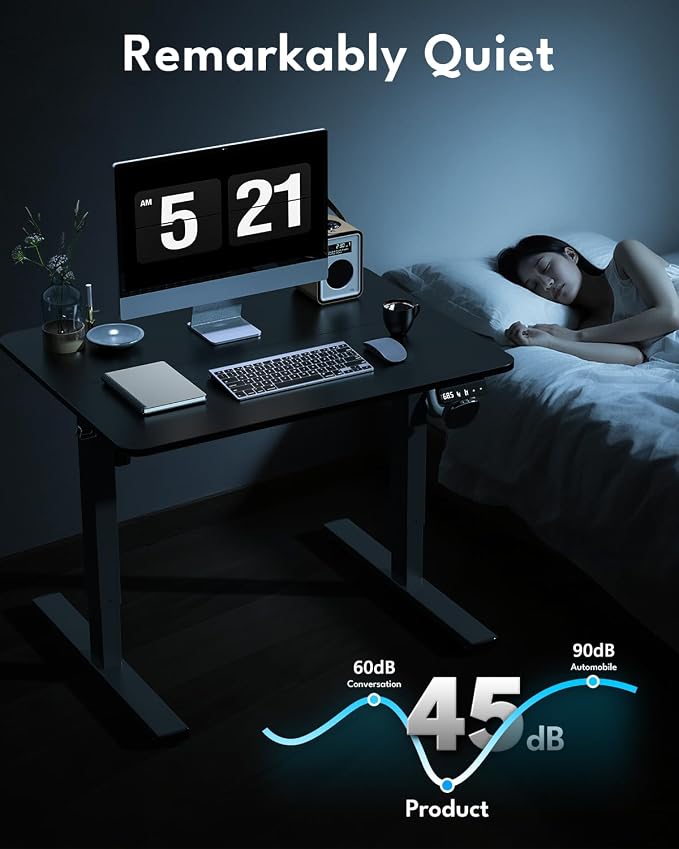 Small Electric Standing Desk, Gaming Desk, 31.5x24 Inch, Black | Height Adjustable Computer Desk with Smart Controller, Sit and Stand Up Table for Home, Office, Work, Study, Writing - Image 6
