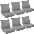 Outdoor Chair Cushions, 24 x 24 Inch Outdoor Cushion for Patio Furniture, Patio Chair Cushion, Waterproof & Fade Resistant Deep Patio Furniture Cushions Set with Handle and Ties, Grey (Set of 6) by IASEAHK