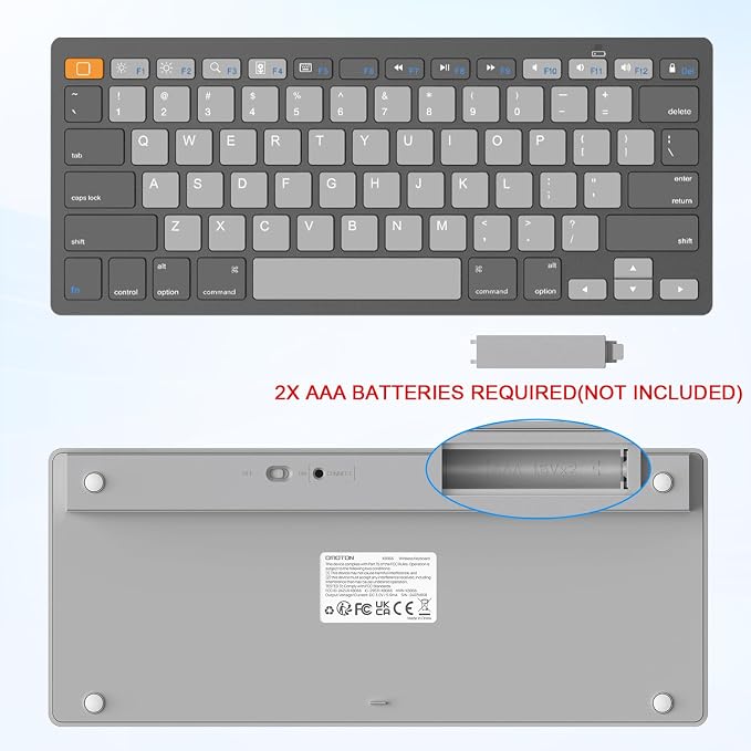 OMOTON Ultra-Slim Bluetooth Keyboard for iPad,iPad Pro/Air/Mini,iPhone | Stable Wireless iOS Keyboard with 12 Multimedia Keys, Portable for Office, Travel, School, Orange & Gray & Deep Gray - Image 4
